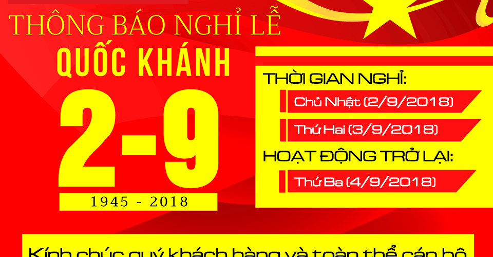 Thông báo nghỉ lễ quốc khánh 2-9